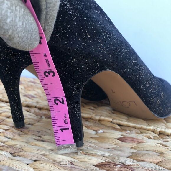 Ann Taylor Loft Black Velveteen Gold Glitter Heels - Picture 10 of 14